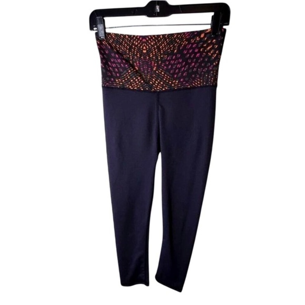 Fabletics‎ Womens Black Geometric Print Waistband Leggings 394925-49-SS XXS